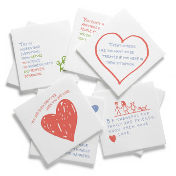 Tiny Truths Kids Napkins - 50 Unique Hand-Drawn Style Wisdom Phrases - fun Disposable Paper Napkins for School Lunchbox - Positive Affirmations & Principles of Life - Parties & Everyday Smiles - Girls & Boys of All Ages