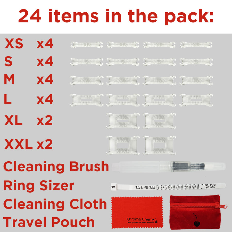 Ring Size Adjuster With Jewelry Polishing Cloth For Loose Rings, Set Of 12, 3 Sizes: 2mm/3mm/4mm