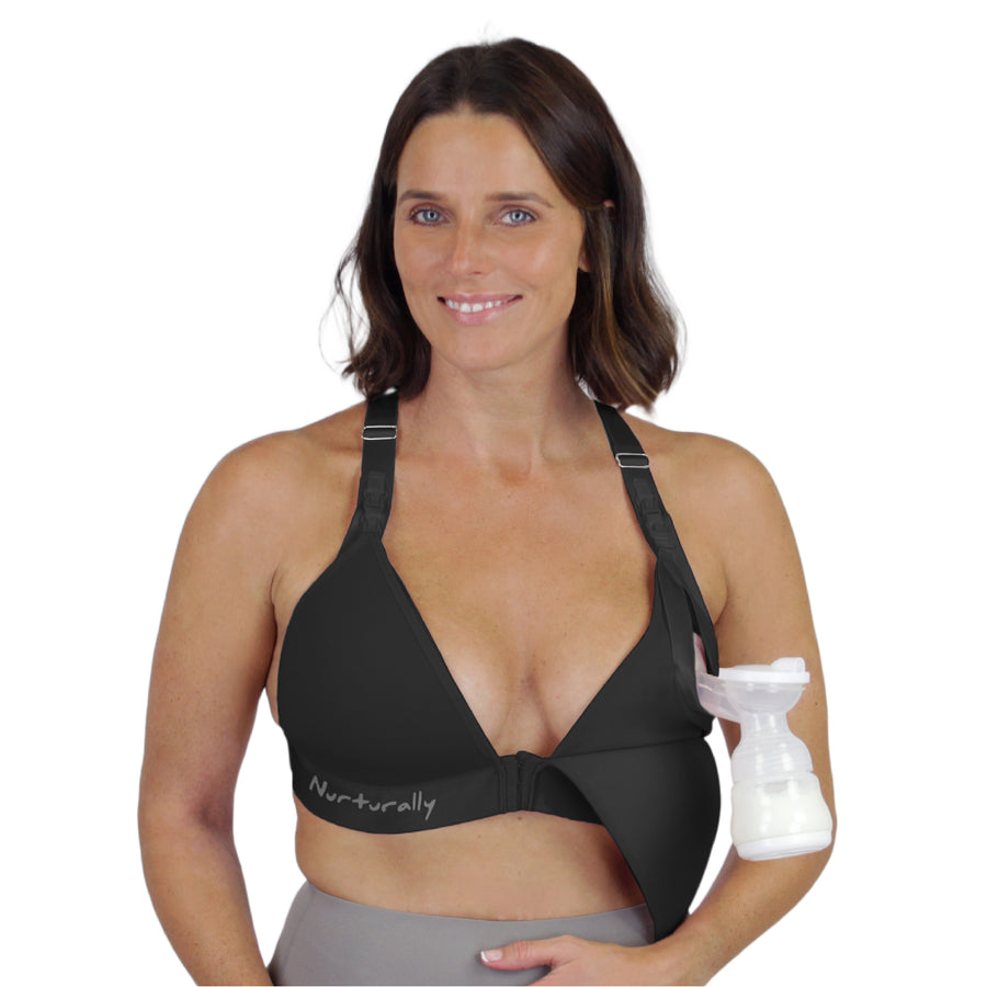 Chrome Cherry Truly Hands Free Pumping Bra - Nurturally - Fits 36b to 46DD Comfortable Adjustable Works with Lansinoh Spectra Evenflo (Pink)